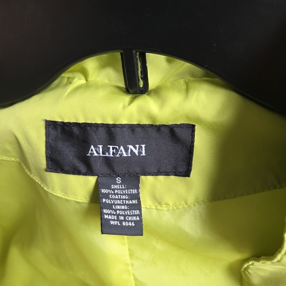 Alfani Lime Green Poly Satin Hidden Hood Utility Jacket. - Picture 4 of 9